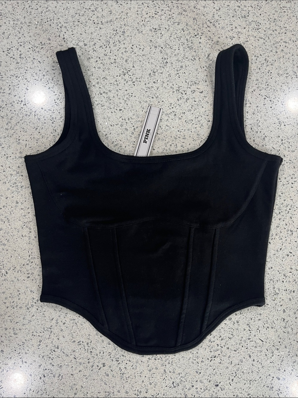 PINK Victoria's Secret Black Corset Tank Camisole